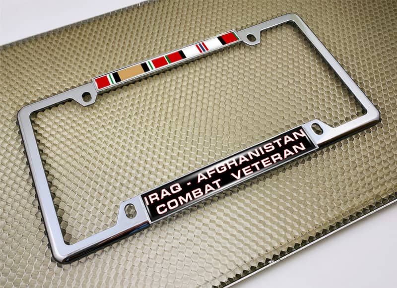 Iraq - Afghanistan Combat Veteran - Car Metal License Plate Frame